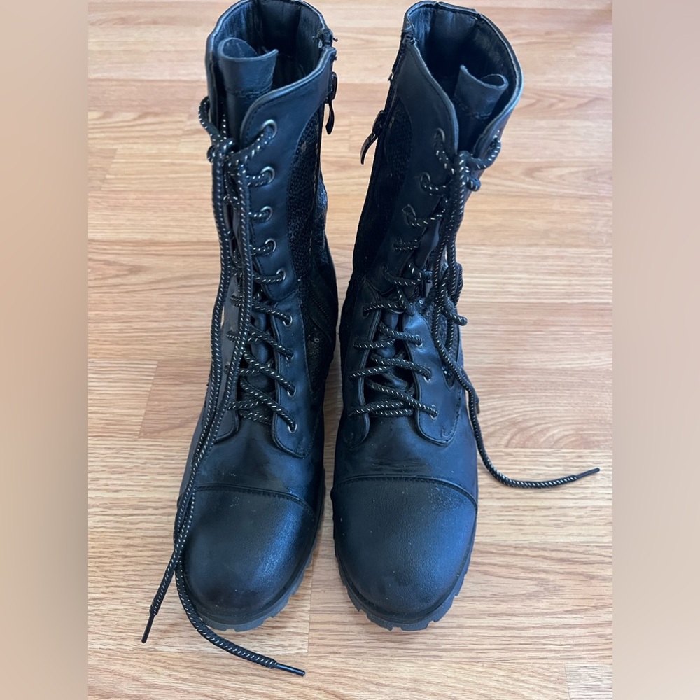Gia Mia sequin combat boots excellent used condition. Worn for hiphop dance rout